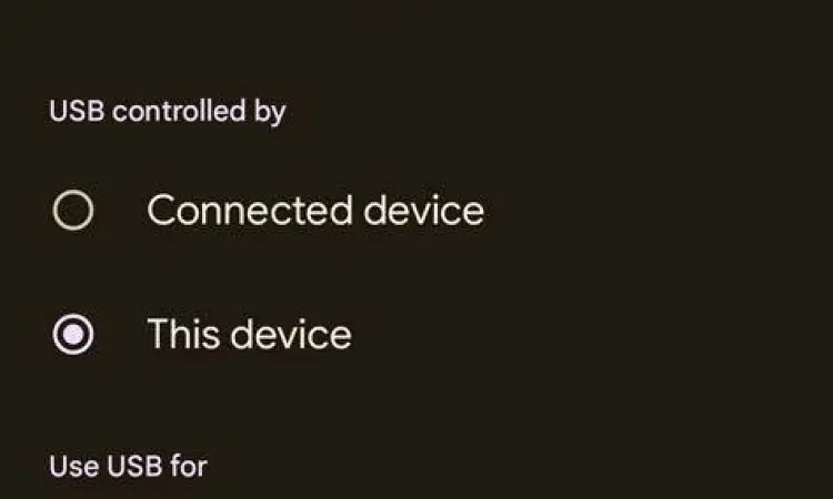 Menu Opsi USB Android Menu USB Preferences di Android