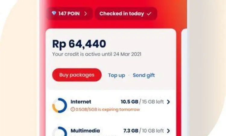 Menu transfer kuota di aplikasi MyTelkomsel