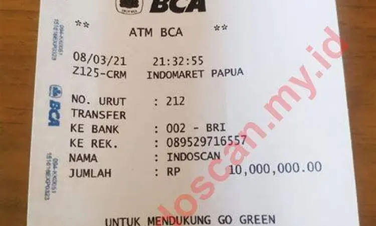 Struk Transfer ATM Contoh struk bukti transfer ATM sebagai bukti transaksi