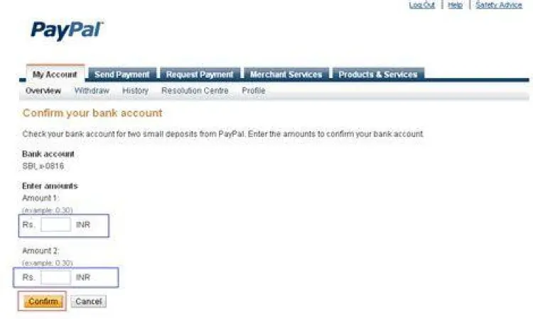 Konfirmasi transfer paypal ke rekening bank lokal