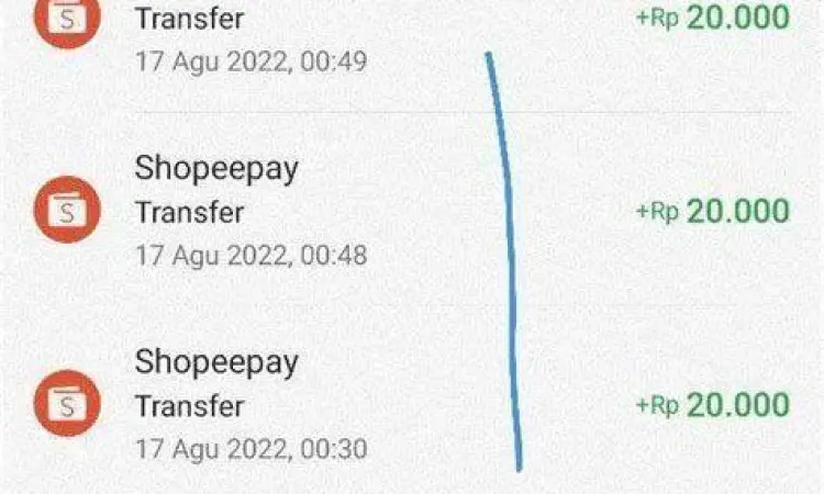 Bukti transaksi transfer ShopeePay yang berhasil