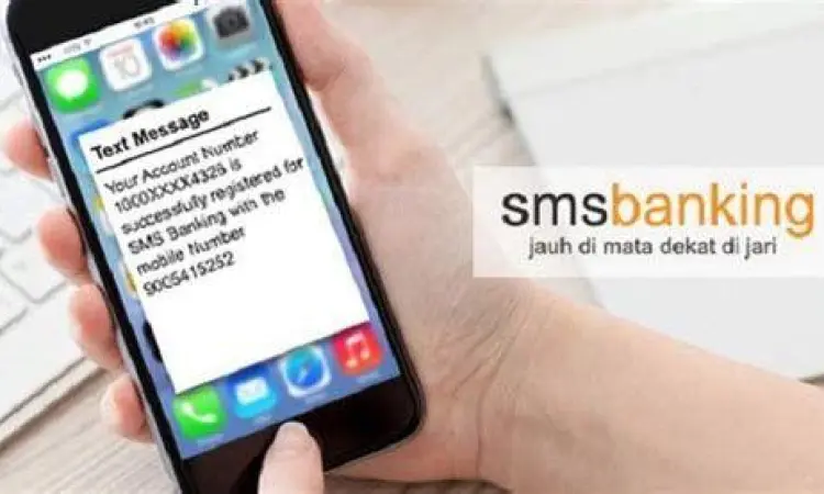 Ilustrasi notifikasi SMS banking Mandiri di handphone