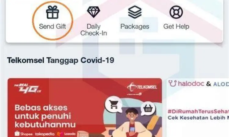 Tampilan menu transfer kuota di aplikasi MyTelkomsel