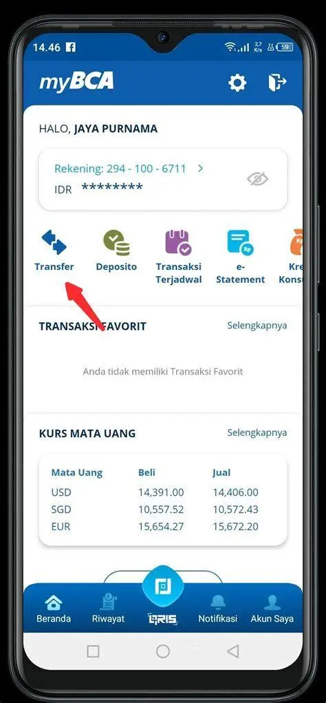 Layanan BI-Fast BCA Tampilan pilihan layanan BI-Fast di aplikasi BCA Mobile