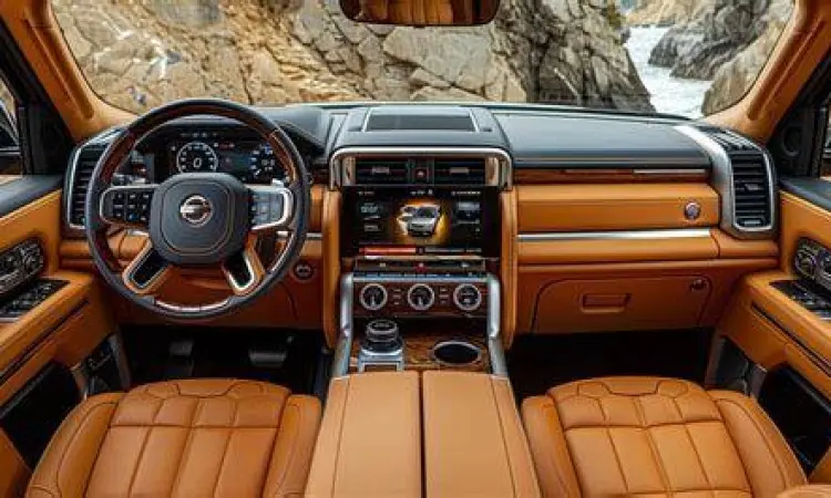 Interior mewah mobil SUV dengan jok kulit