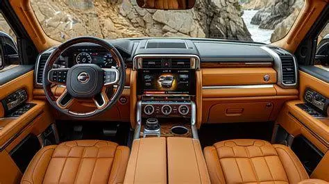 Interior SUV Premium Interior mewah mobil SUV dengan jok kulit